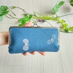 ミナペルホネン　長財布　がま口　刺繍choucho コンパクト　スリム  ギフト