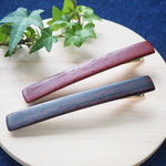 再販-赤と黒の長くて細いヘアクリップ2本セット（パドック・縞黒檀）長さ10.4cm