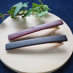 再販-紫と黒の長くて細いヘアクリップ2本セット（パープルハート・縞黒檀）長さ10.7cm
