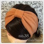 ♡送料無料♡オレンジニット リボン型 ヘアバンド ターバン