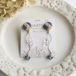 陶土ピアス✧青とゴールドの丸ピアス