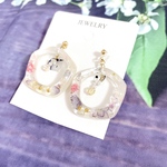 紫陽花イヤリング　アジサイ押し花　レジンアクセサリー　イヤリング　フラワーイヤリング　金属アレルギー対応　ハンドメイドアクセサリー