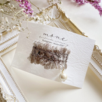 【 再販 ×8】フリル　リボン　刺繍リボン　ブラウン　モカブラウン　コットンパール  ポニーフック　＊お洒落　結婚式　ヘアアクセサリー  ヘアカフス　髪飾り　ギフト　プレゼント　お呼ばれ　ウェディング