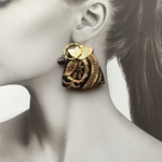 インド刺繍リボンリングピアスアンドイヤリング　ブラック