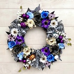 No.wreath-15377★ハロウィンリース　21-(13) 　トリプル•ジャックオランタン　50cm・アートフラワー/造花リース/大型リース