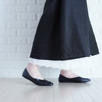 コットン 裾スカラップレースのロングペチパンツ ホワイト