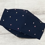 刺繍・ドットネイビー☆舟形マスク☆大臣マスク☆フィルターポケット付き