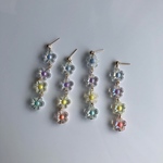 M.84 ccolorful  Flower  clear pierce earring