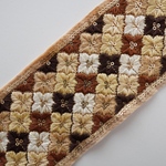 【50㎝カット済み】ベルベット刺繍リボン　Carpet of flowers 【ブラウン×ベージュ】