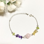 天然石 さざれ石 の ブレスレット ✧ チェーンブレスレット ♡ ペリドット ・ シトリン ・ アメジスト ・ ローズクォーツ