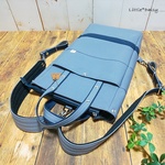 【me様専用】№1355 倉敷帆布ボックスリュック＊クールグレー×ネイビー