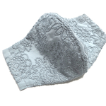 裏側抗菌防臭ダブルガーゼ☆コードレース花柄刺繍レースマスク　ブルーグレー色　小池都知事マスク同柄　ポケット付き可能