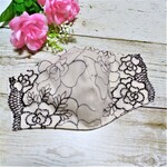 立体マスク　大人用　大人可愛い　刺繍レース　ラメ入りローズ　大きめ 