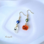 大人可愛い☆短め シンプル ハロウィンピアス(カボチャ・オバケ)