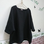*minitora62様オーダー品*黒色リネンのゆったりプルオーバー*重ね着にも♪