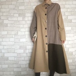 【綿麻フランネル ×リネンウール】シャツガウンワンピース...シックベージュ
