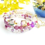 葡萄カラー🍇天然石☆レピドライトコイルブレスレット　
