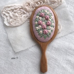 pink rose 刺繍プチ手鏡