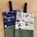 サッカーボール柄モノトーン男の子選べるデニム&カーキ♪レッスンバック上履き入れ単品