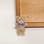 ミニチュア　ふわもこテディベア　ベージュ×パープル