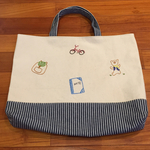 手刺繍入りトートバッグ♬ 通園・通学・お稽古バッグに最適！