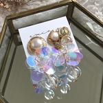 ヴィンテージ  結婚式 オーロラ ボタン 大ぶりピアス/イヤリング 