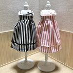 リカちゃん　四角衿ストライプワンピース　ピンク