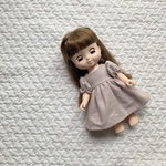 全13色／受注製作　【ドール服】北欧カラーのハーフリネンお袖ポワンのヨークワンピース
