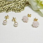 《高品質》14KGF ピンクシェルのローズピアス （さくら色） 7ｍｍ   