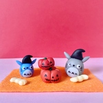 ハンドメイド　コロンと可愛いネコ耳たぬきさん　ハロウィン飾り