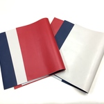お買い得 牛革 赤 青 白　約40×30㎝３枚パック ハギレセット レザー レザークラフト 皮革 革細工 ハンドメイド 革小物 タグ　バッグ　持ち手　などに  