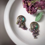.｡.:✽ フォレスト レイク ✽.｡.: チェコガラスボタン イヤリング・ピアス