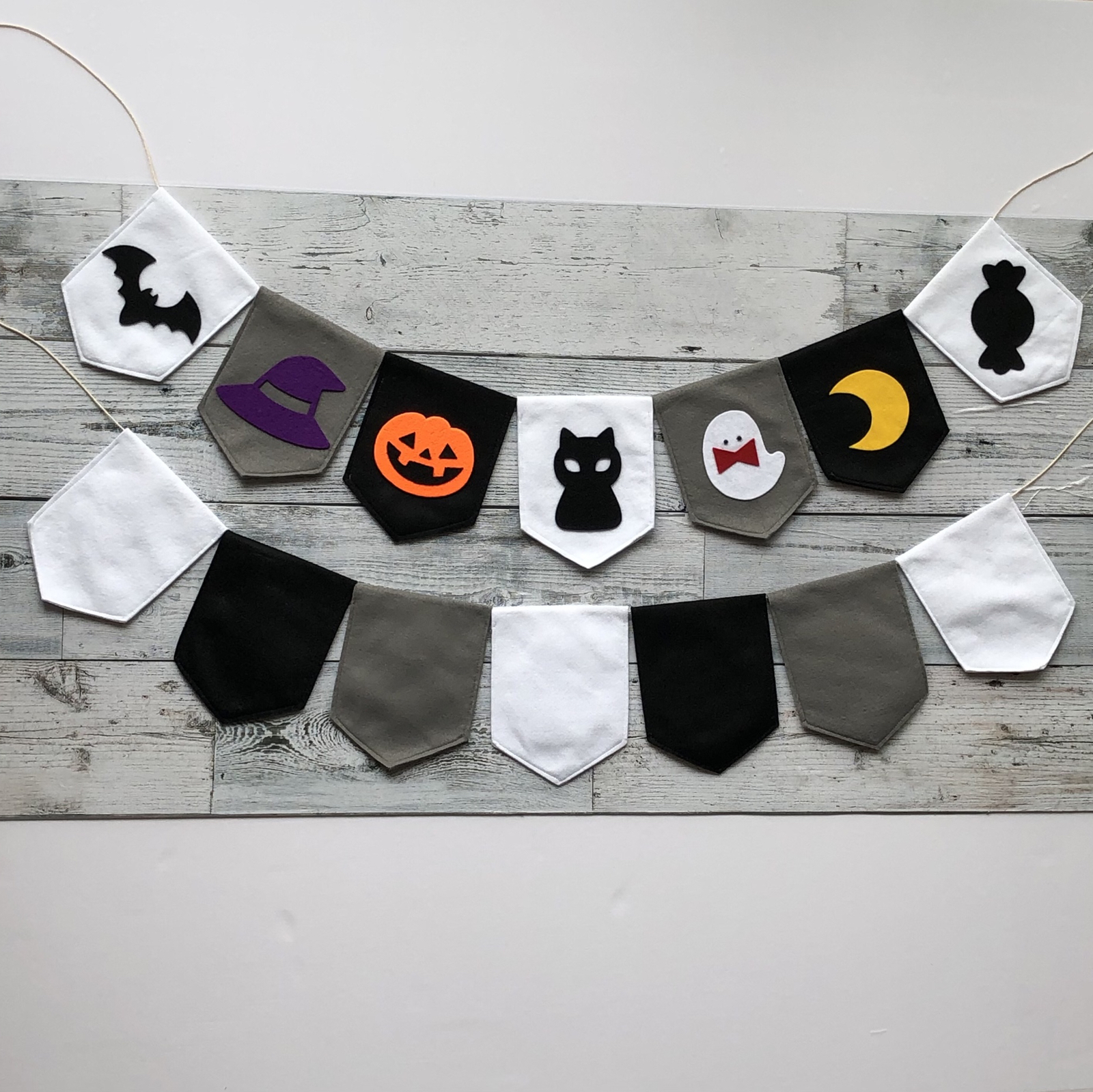 🎃ハロウィン ガーランド 壁面 飾り フェルト モノトーン オーナメント