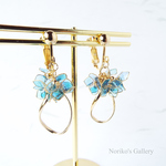 【Ortensia’21】青紫陽花のマニキュアフラワーイヤーアクセサリー