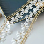 刺繍レース ケミカルレース 金 白 四つ葉のクローバー 素材 手芸 ブレード チロリアンテープ パーツ アンティーク
