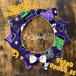 ペット用トゲトゲスタイ♥アルファベットHalloween柄(パープル)♥リボン・鈴オプション