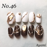 No.46 ネイルチップ　ぷっくり　ミラーネイル　カフェオレ