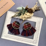 【no.12】ハンドメイド　くるみボタンピアス　タータンチェック　秋冬　