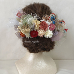 【aluma140214様 専用出品】フルオーダー natural color mix tulle ribbon ヘッドドレス 成人式 卒業式 髪飾り