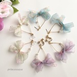 花柄リボンピアス