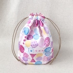 コップ袋 ＊歯ブラシもすっぽり入ります＊  水彩タッチ ちょうちょ　ピンク × パープル