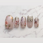 【蝶×ボタニカル】バタフライ　蝶ネイル　ボタニカルネイル　ボタニカル　花柄ネイル　花柄　ネイル　ネイルチップ　和装　ブライダル　結婚式　和装挙式