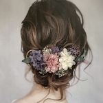 《再販》ドライフラワー ヘッドパーツ 髪飾り ヘアアクセサリー 結婚式 和装 ブライダル 成人式 紫 パープル 白 ピンク