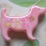 ◇643　桜色　🐶ダックスとさくらのブローチ🌸