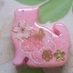 ◇649　桜色　🌸子猫とさくらのブローチ🐈