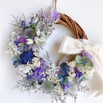 ドライフラワー Blue&purple ハーフムーン リース
