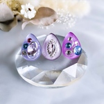 glass drop 3way grape silver Earrings