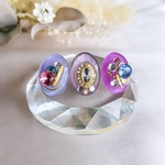 glass oval 3way grape gold Earrings