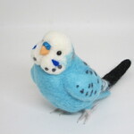 羊毛フェルト　ちょっとリアルで可愛いセキセイインコ　ゆこりん工房　鳥　水色
