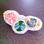 【オーダー品】  トリプル刺繍PK×GR×BL バレッタ